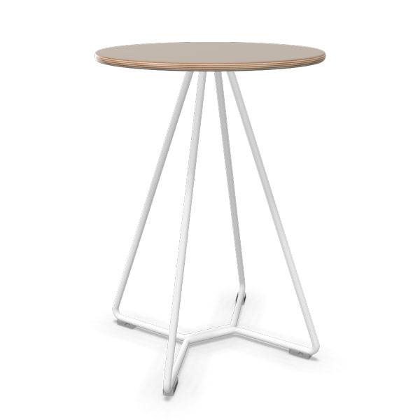 Tilkka lounge bord i lys gr&aring; linoleum med hvidt stel