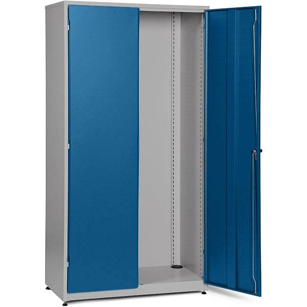 GBP v&aelig;rkt&oslash;jsskab med cylinderl&aring;s 2000x1020x540mm gr&aring; med bl&aring; d&oslash;re