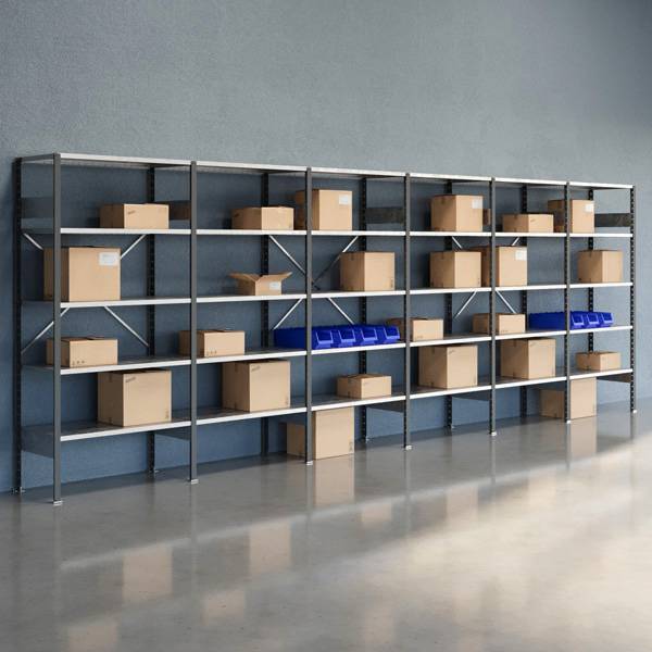 Lagerreol V06 med åben gavl 2100x6000x500mm galvaniseret