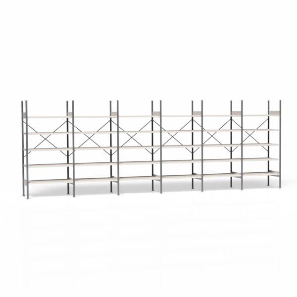 Lagerreol V06 med åben gavl 2100x6000x600mm galvaniseret
