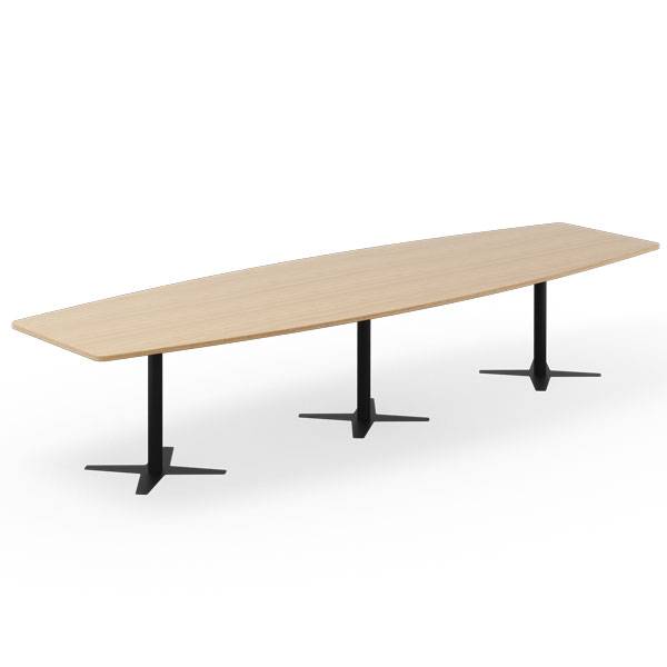 Office konferencebord b&aring;dformet 380x120cm eg med sort stel