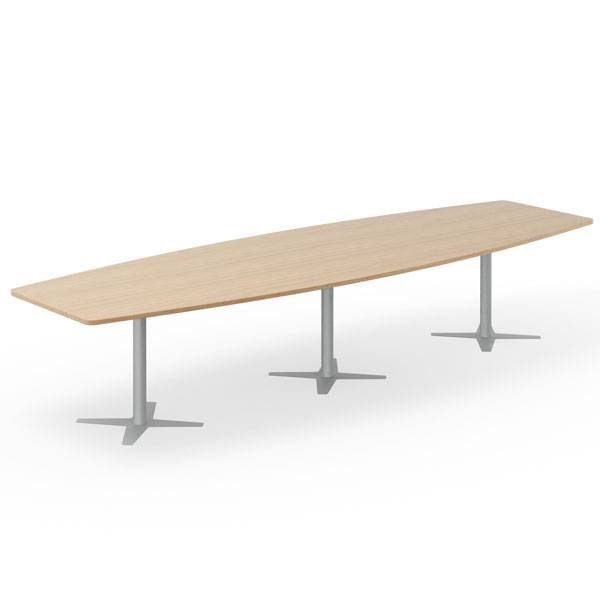 Office konferencebord b&aring;dformet 380x120cm eg med s&oslash;lv stel