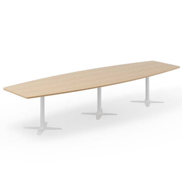 Office konferencebord b&aring;dformet 380x120cm eg med hvidt stel