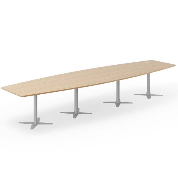 Office konferencebord b&aring;dformet 440x120cm eg med s&oslash;lv stel