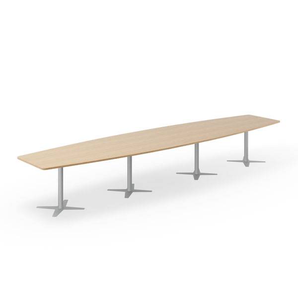 Office konferencebord b&aring;dformet 500x120cm eg med s&oslash;lv stel