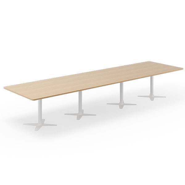 Office konferencebord rektangul&aelig;rt 440x120cm eg med hvidt stel