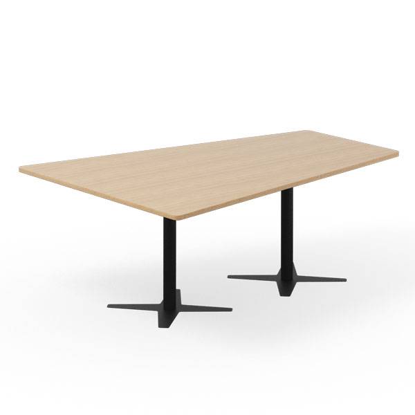 Office konferencebord trapezformet 200x142cm eg p&aring; sort stel