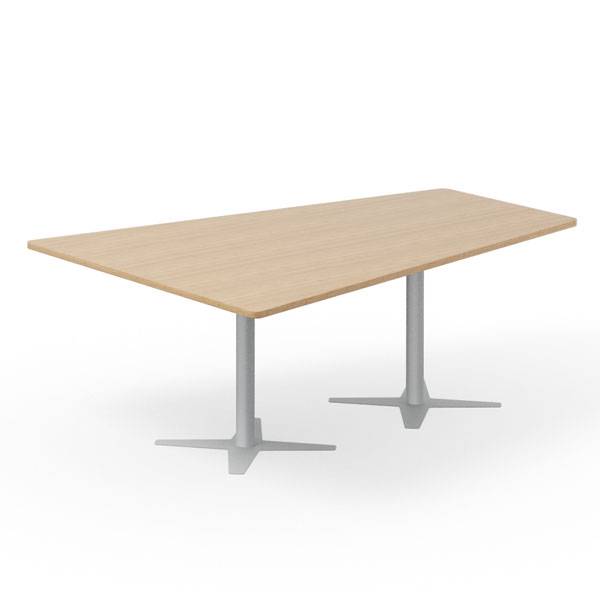 Office konferencebord trapezformet 200x142cm eg p&aring; s&oslash;lv stel