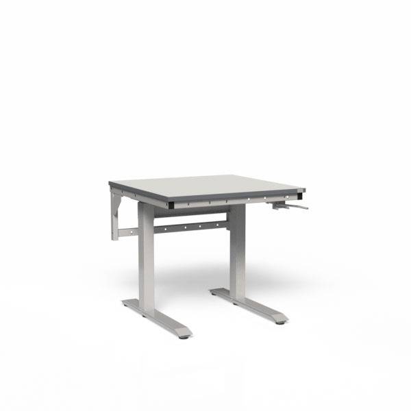 Arbejdsbord ErgoNomi 800x800mm HPL bordplade, lys gr&aring;