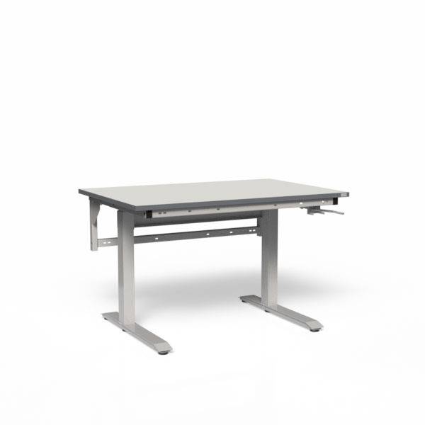 Arbejdsbord ErgoNomi 1200x620mm HPL bordplade, lys gr&aring;