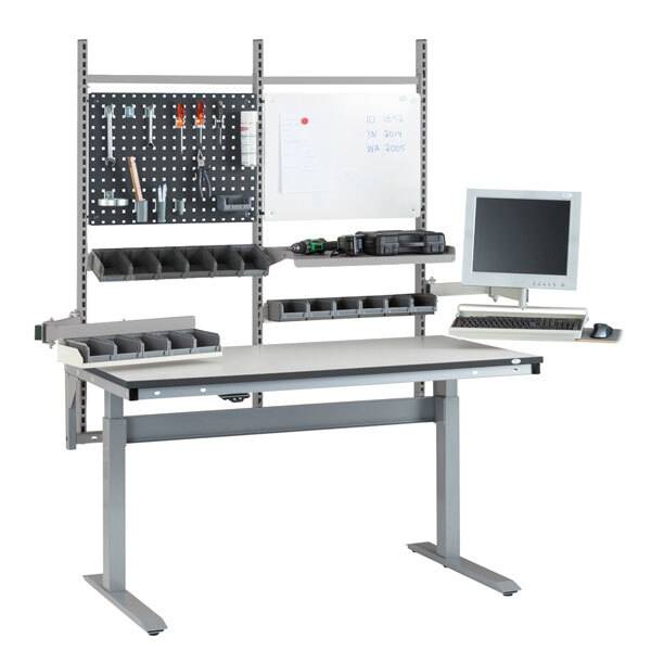 Arbejdsbord ErgoMini Model 3 2000x800mm HPL bordplade, lys gr&aring;