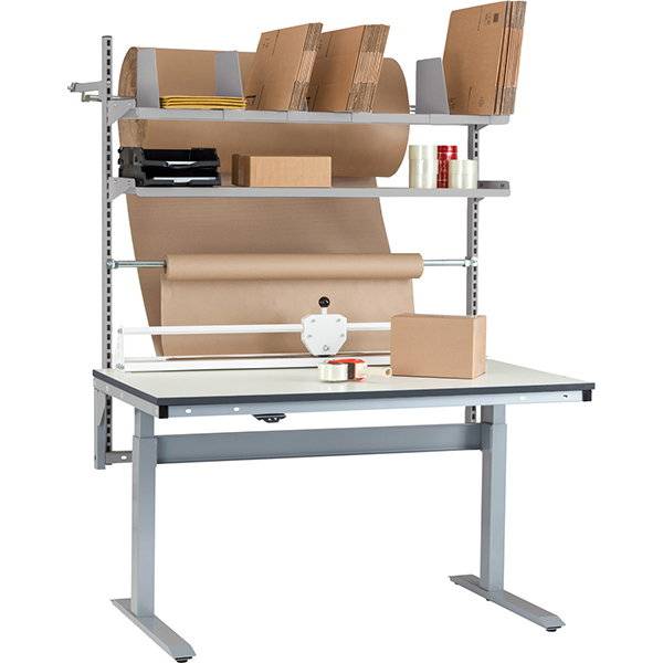 Pakkebord ErgoMini Model 9 1500x800mm HPL bordplade, lys gr&aring;