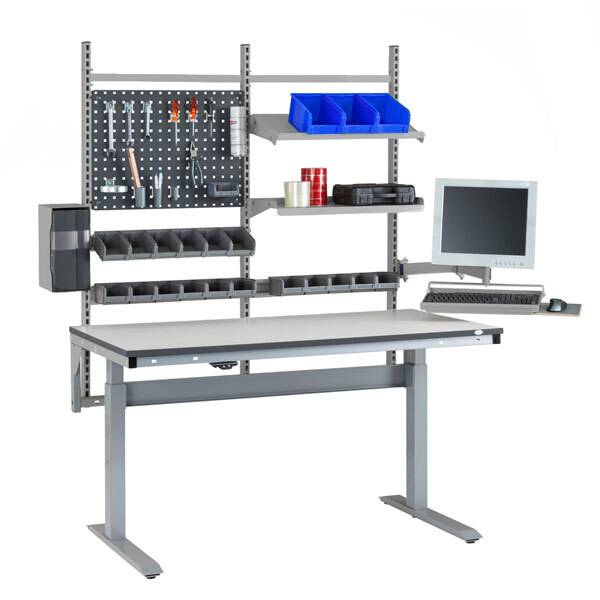 Arbejdsbord ErgoMini Model 2 1500x800mm HPL bordplade, lys gr&aring;