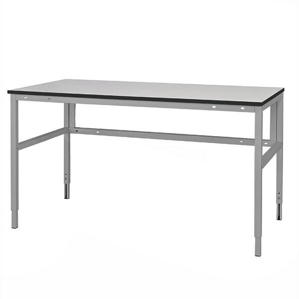 Arbejdsbord Let H-stel 800x800mm HPL bordplade, lys gr&aring;