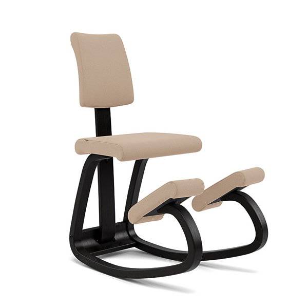 Variable Plus kn&aelig;stol med stel i lakeret sort ask, beige
