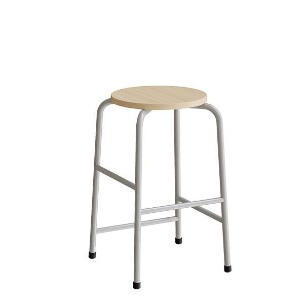 Adam taburet med birk laminat s&aelig;de og alugr&aring;t stel