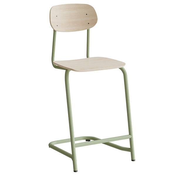 Atlas elevstol fritsving med fodpind hvid egelaminat i gr&oslash;nt stel