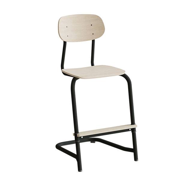 Atlas elevstol fritsving med fodplade hvid egelaminat med sort stel