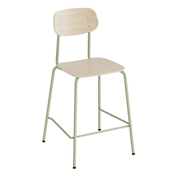 Barstol Atlas med hvidpigmenteret eg laminat, grønt stel
