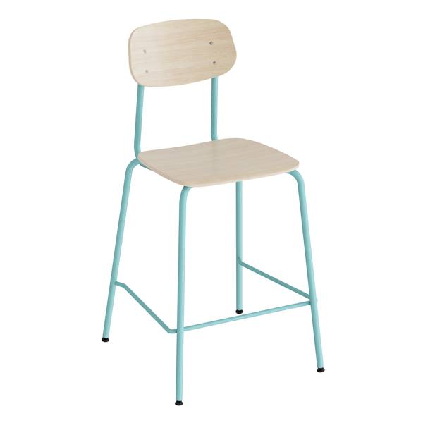 Barstol Atlas med hvidpigmenteret eg laminat, turkis stel