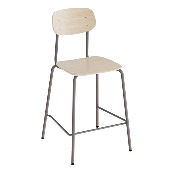 Barstol Atlas med hvidpigmenteret eg laminat, gråt stel