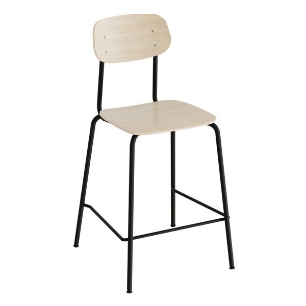 Barstol Atlas med hvidpigmenteret eg laminat, sort stel