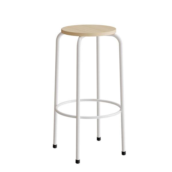 Bertil taburet med massiv birk s&aelig;de og alugr&aring;t stel