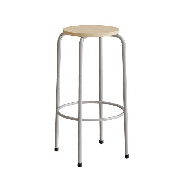 Bertil taburet med birk laminat s&aelig;de og hvidt stel