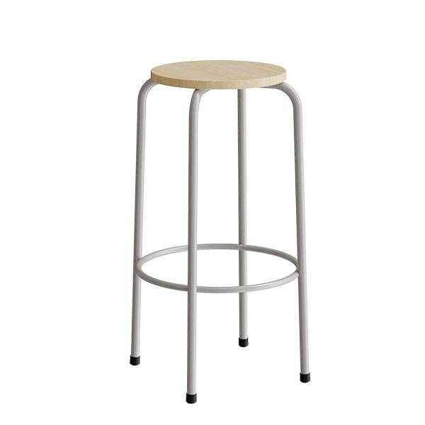 Bertil taburet med birk laminat s&aelig;de og alugr&aring;t stel