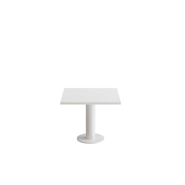 Cirkum bord 60x60cm 50cm høj i hvid laminat med hvidt stel