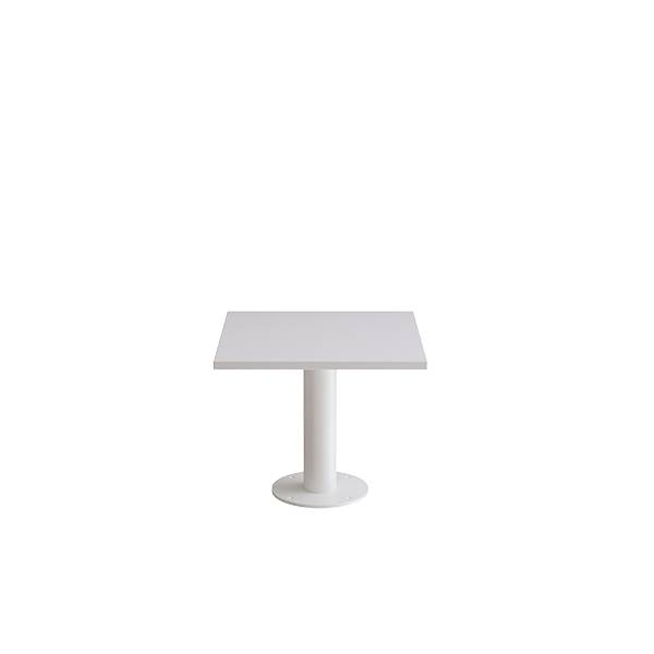 Cirkum bord 60x60cm 50cm h&oslash;j i gr&aring; laminat med hvidt stel