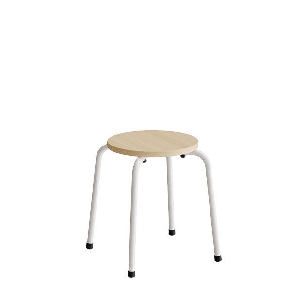Caesar taburet højde 440mm birk laminat sæde og hvidt stel