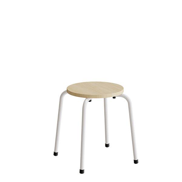 Caesar taburet h&oslash;jde 440mm massiv birk s&aelig;de og hvidt stel