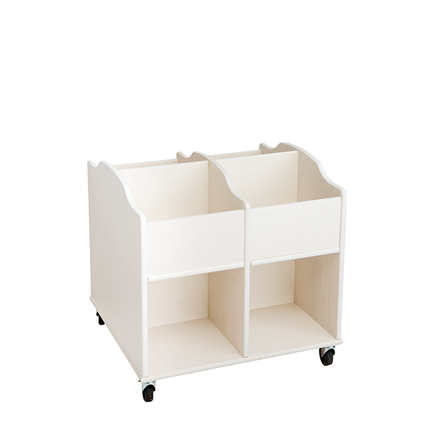 Didrik bog- og materialevogn i birk hvidpigmenteret fin&eacute;r 