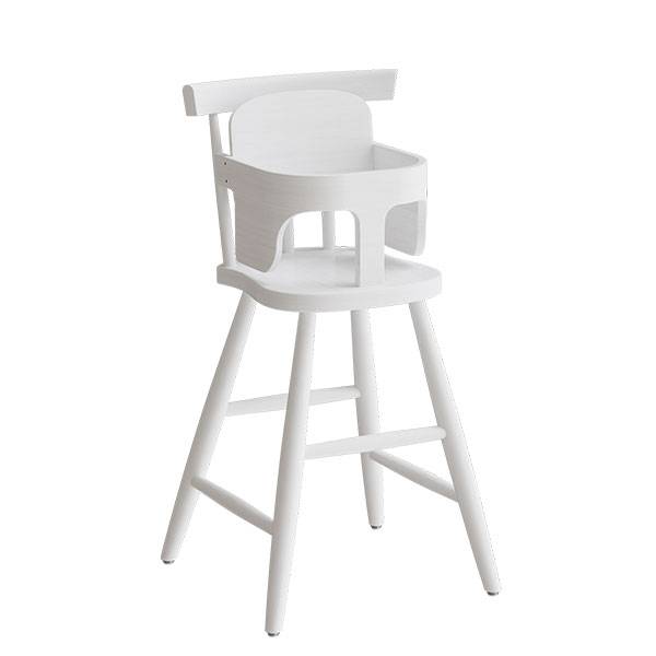 B&oslash;rnestol med b&oslash;jle og siddeh&oslash;jde 520mm i hvidbejdset massiv birk