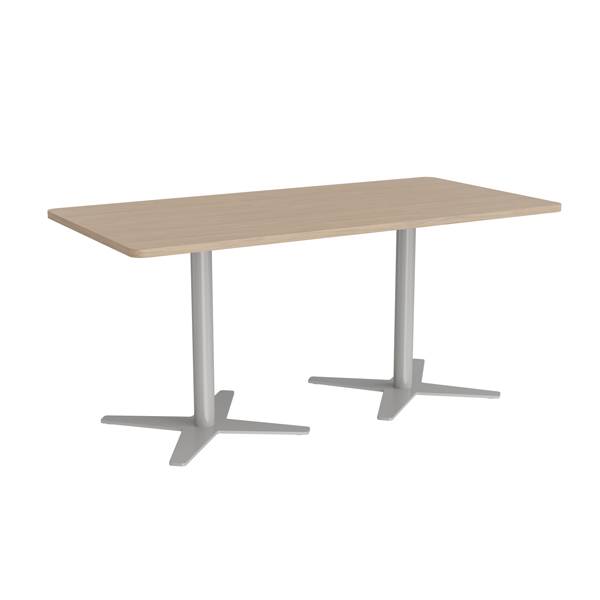 Office konferencebord 160x80cm lys eg med s&oslash;lv stel