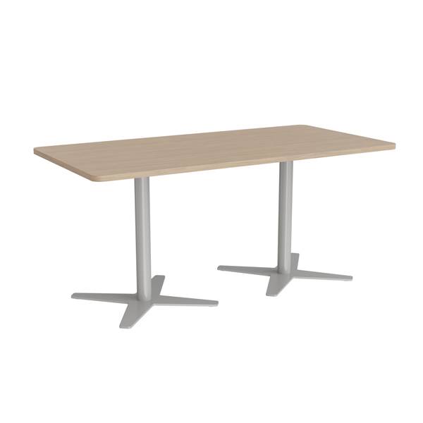 Office konferencebord 160x80cm lys eg med s&oslash;lv stel
