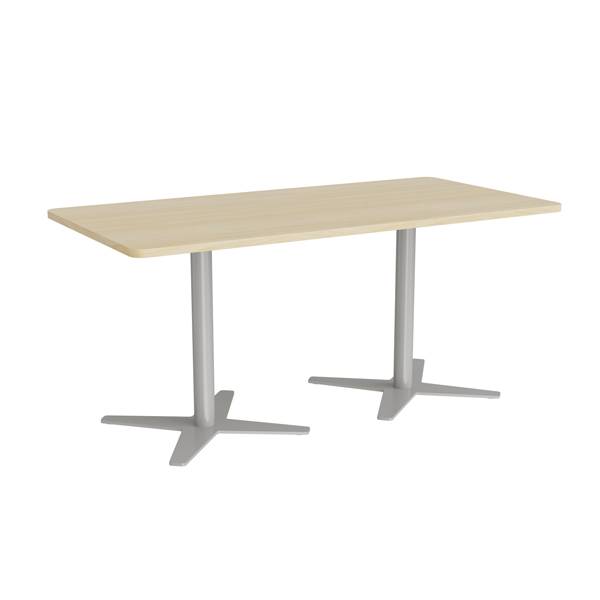 Office konferencebord 160x80cm birk med s&oslash;lv stel