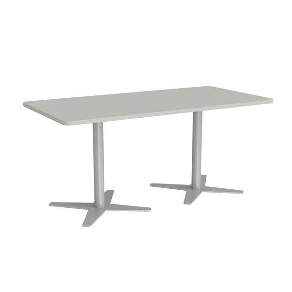 Office konferencebord 160x80cm lys gr&aring; med s&oslash;lv stel