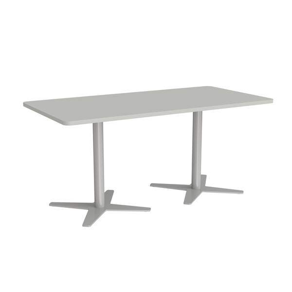 Office konferencebord 160x80cm lys gr&aring; med s&oslash;lv stel