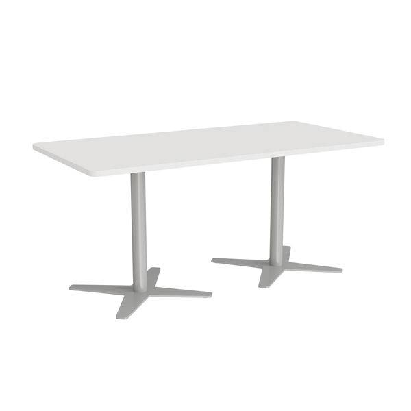 Office konferencebord 160x80cm hvid med s&oslash;lv stel