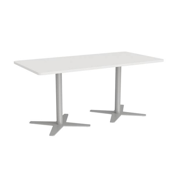 Office konferencebord 160x80cm hvid med s&oslash;lv stel