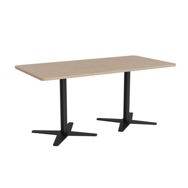 Office konferencebord 160x80cm lys eg med sort stel