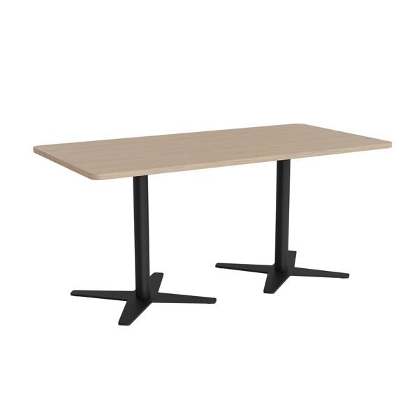 Office konferencebord 160x80cm lys eg med sort stel