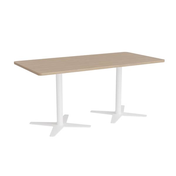 Office konferencebord 160x80cm lys eg med hvidt stel