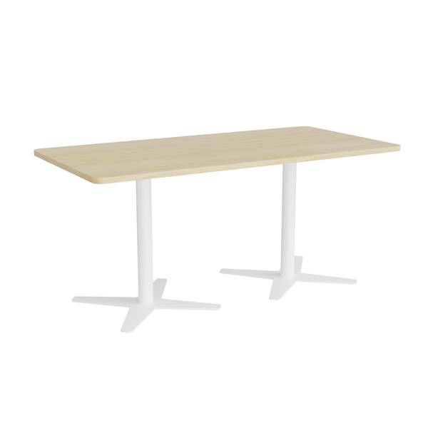 Office konferencebord 160x80cm birk med hvidt stel