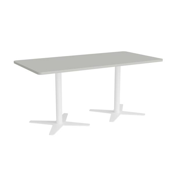 Office konferencebord 160x80cm lys gr&aring; med hvidt stel