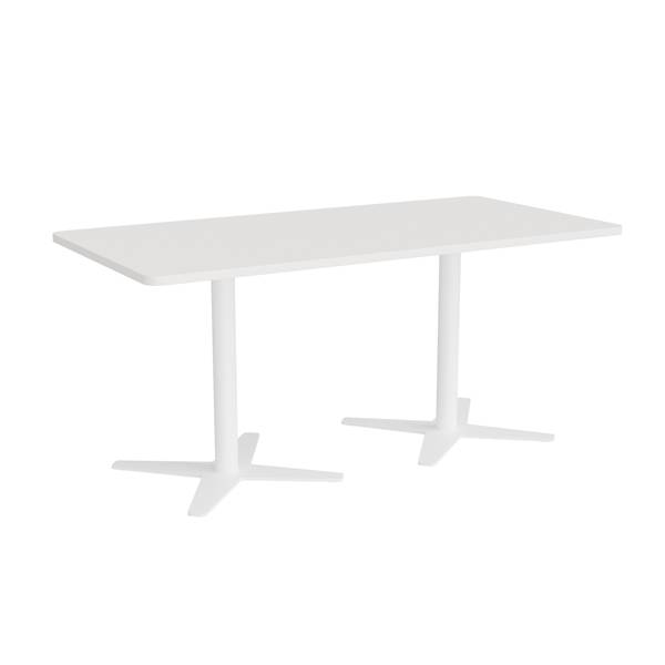 Office konferencebord 160x80cm hvid med hvidt stel