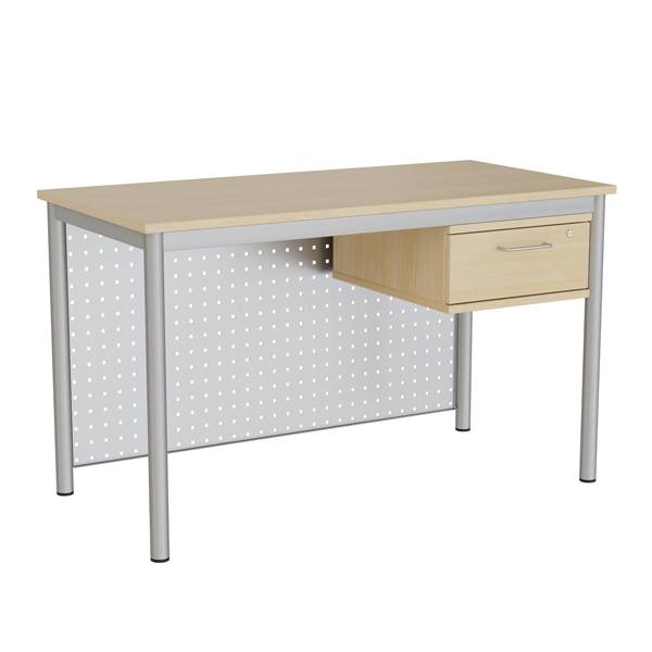 L&aelig;rerbord Combi 140x70cm i birk laminat med alugr&aring;t stel 