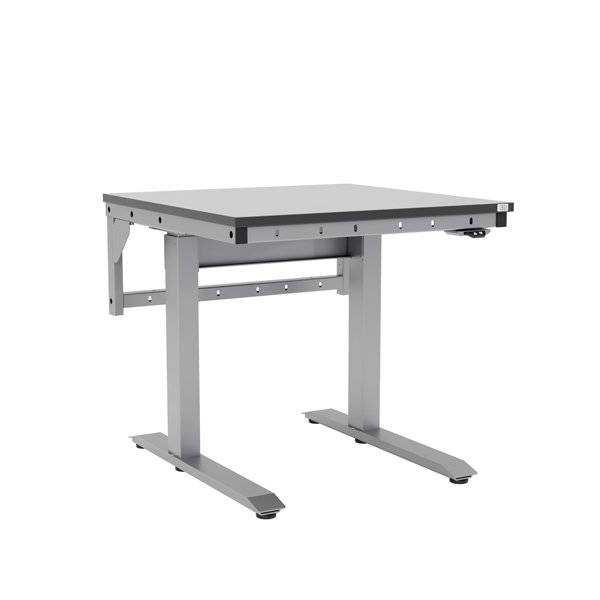 Arbejdsbord ErgoMini 800x800mm HPL bordplade, lys gr&aring;